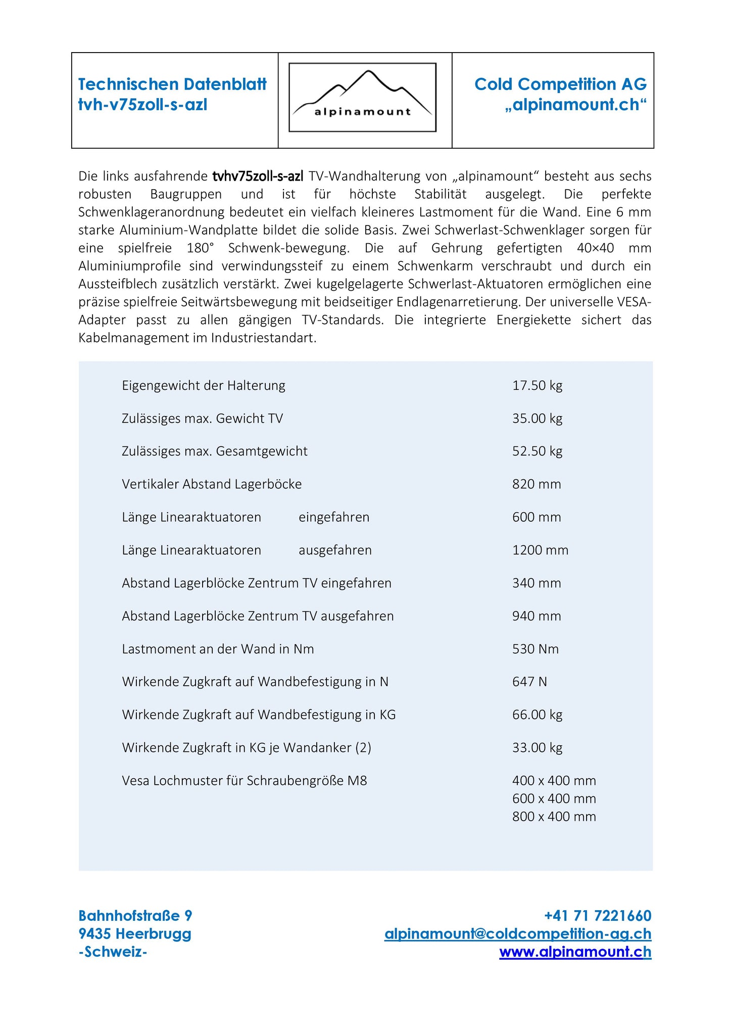 TV‑Wandhalterung Standard