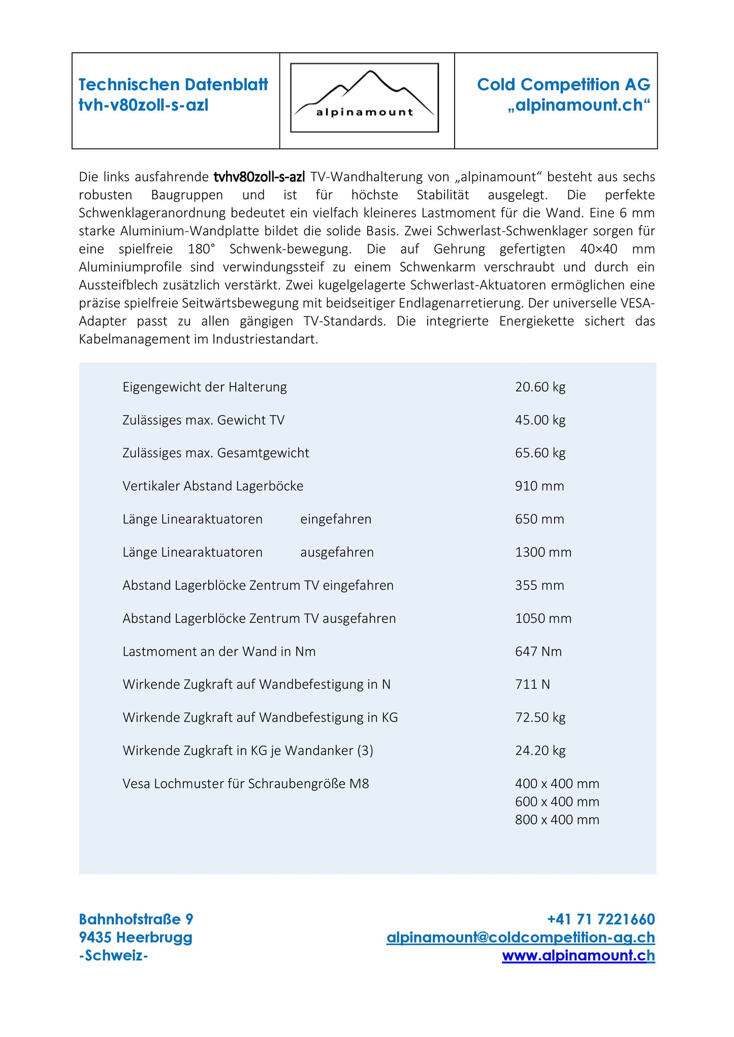 TV‑Wandhalterung Standard