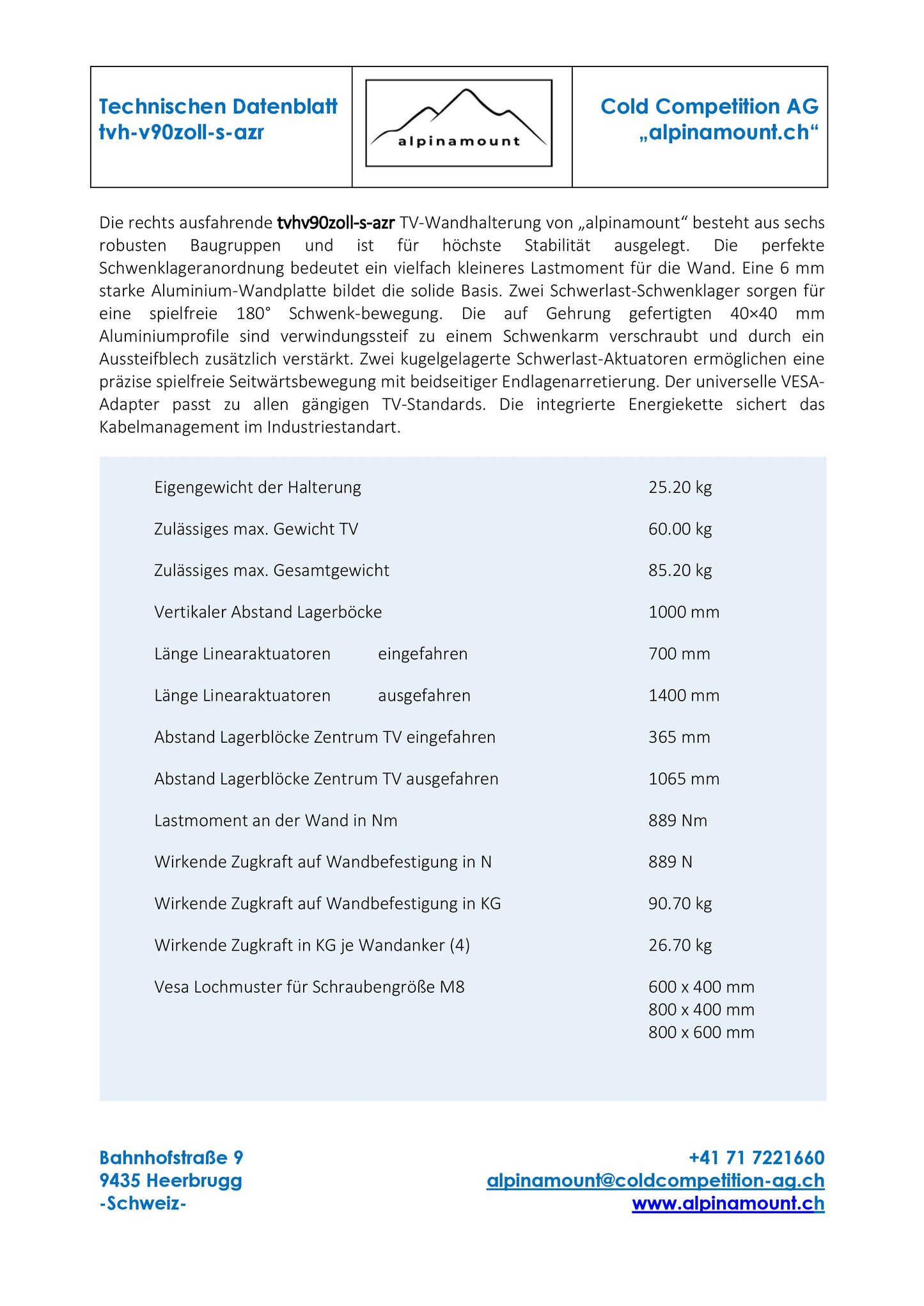 TV‑Wandhalterung Standard